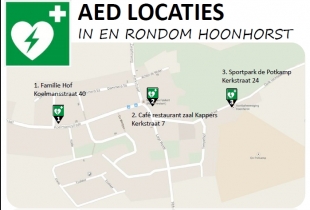 Overzicht AED locaties in Hoonhorst