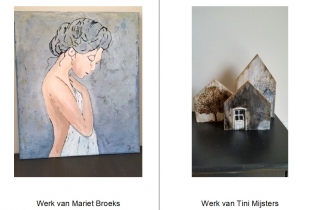 Dubbele expositie in molenschuur van Fakkert