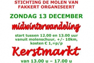 Molen van Fakkert organiseert midwinterwandeling met kerstmarkt en expositie